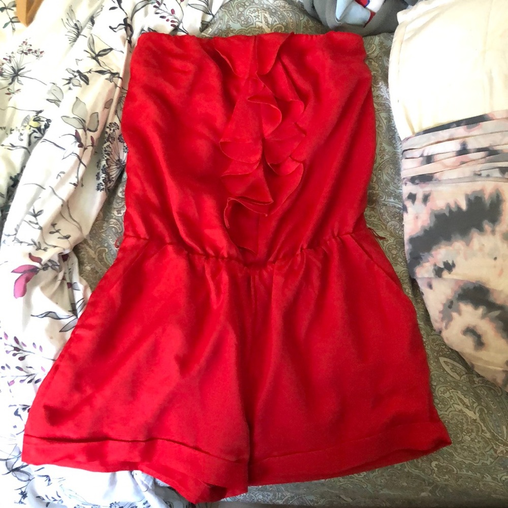 EXPRESS RED RUFFLED ROMPER